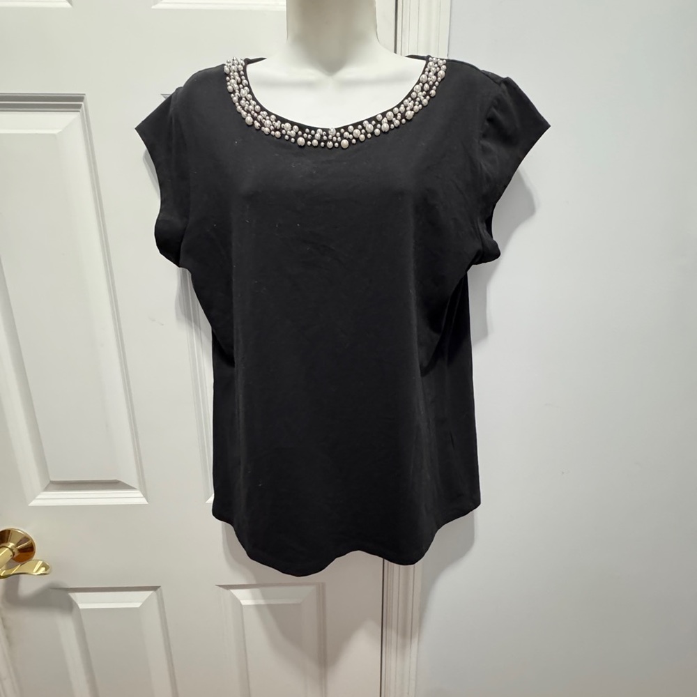 Karl Lagerfeld Paris Black blouse with pearl Embellishments size medium